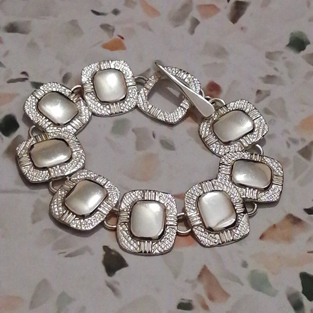Chunky Textured Silver Tone Bracelet
